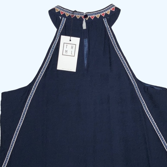 NWT THML - Navy Sleeveless Dress with Embroidery Detail - Picture 10 of 15